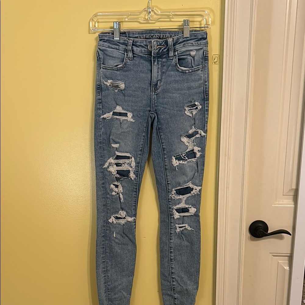 Distressed Blue Jeans
